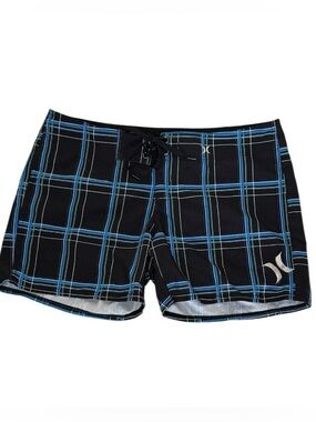 Hurley Phantom Board Shorts Sz
7 Black Blue Plaid Surf Swim
Shorts Lace Closure